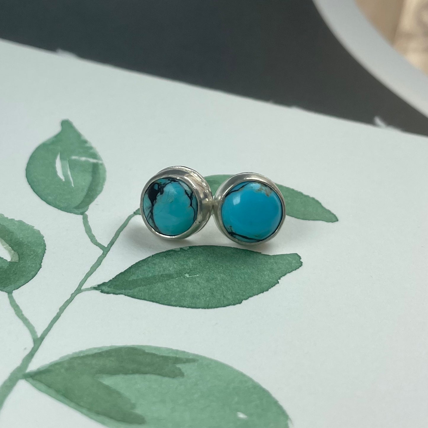 Black Matrix Turquoise Earrings