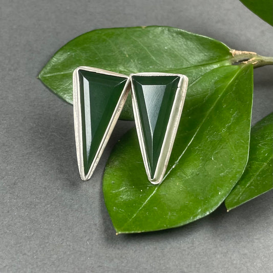 Green Serpentine Art Deco Earrings