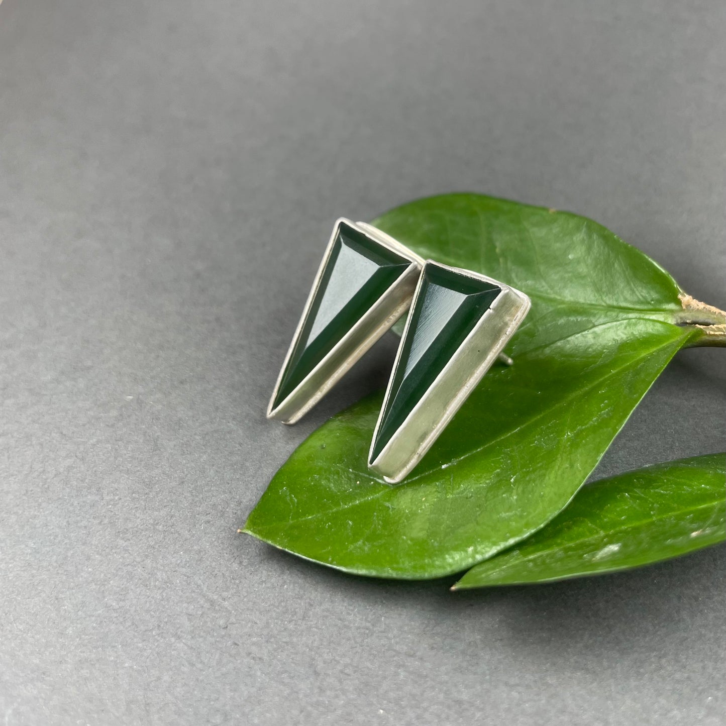 Green Serpentine Art Deco Earrings