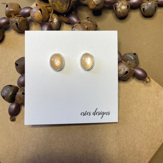 Peach moonstone studs